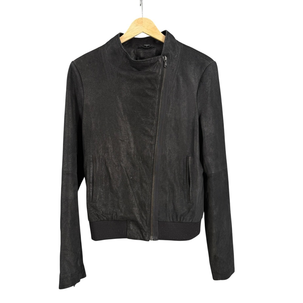 Mirage Leather Moto Jacket Black Shimmer Zip Front Cropped Size‎ Medium